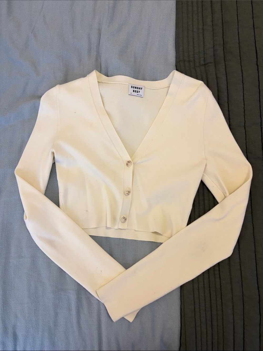 Butter Yellow Cropped V-Neck Button Cardigan